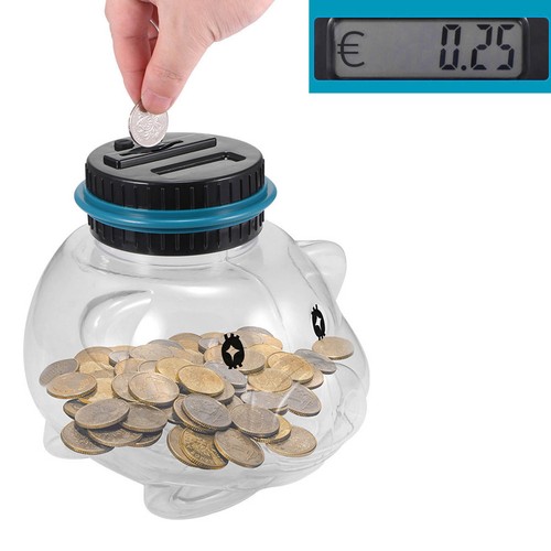 Digital coin counting piggy - coin,